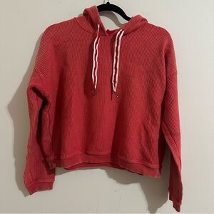 Aerie New Love Cropped Corded Hoodie Orange Coral XS